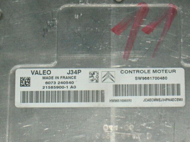 9661700480 ECU CITROEN C2 1.4 VALEO J34P SW 9661700480 HW 9651696680 - Foto 2