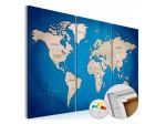 Quadro Di Sughero Mappamondo Sfondo Blu In 3 Parti Arredalacasa