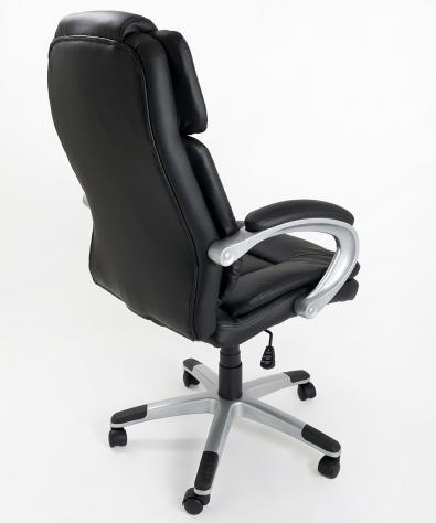 POLTRONA UFFICIO ERGONOMICA GIREVOLE IN ECOPELLE NERA - DIREZIONALE MODELLO KING - NUOVA - Foto 5