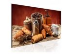 Quadro Caffè E Brioche Con Sfondo Rossastro - ARREDALACASA