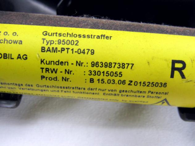 9660855180 KIT AIRBAG CITROEN C2 1.6 B 90KW 5M 3P (2006) RICAMBIO USATO CON PRETENSIONATORI CINTURE DI SICUREZZA, CENTRALINA AIRBAG. AIRBAG VOLANTE GU - Foto 5
