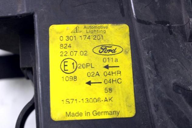1S71-13006-AK FARO FANALE ANTERIORE SINISTRO FORD MONDEO SW 2.2 D 85KW 6M 5P (2006) RICAMBIO USATO 0301174201 - Foto 2