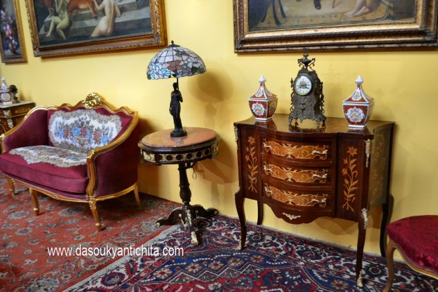 Tavolino tondo con piano in marmo stile Napoleone III - Foto 8
