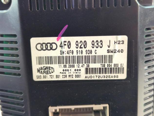 4F0920933J QUADRO STRUMENTI CONTACHILOMETRI AUDI A6 ALLROAD SW 3.0 D 4X4 171KW AUT 5P (2009) RICAMBIO USATO - Foto 4