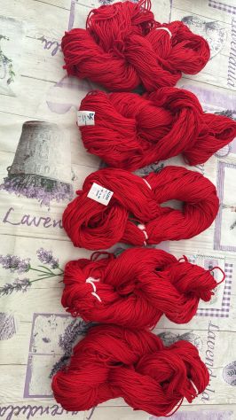 5 Matasse Cotone Rosso 100% - Tot. 500g - Alta Qualità - Foto 3