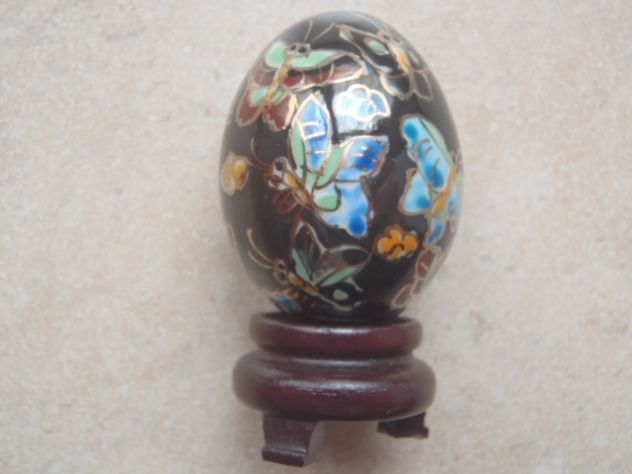 Soprammobile Uovo in smalto nero cloisonné - Foto 6