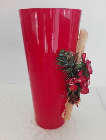 VASO NATALIZIO CONROY DECORATO IN VETRO ROSSO H30 D14 - Foto 2