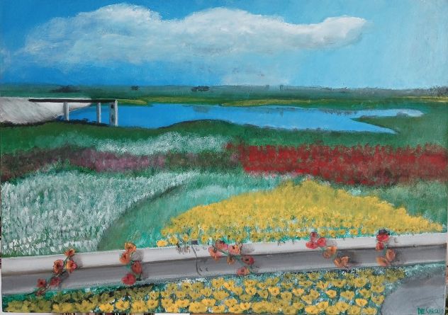 Invaso pappadai a primavera -olio su tela -50x70cm. - Foto 3