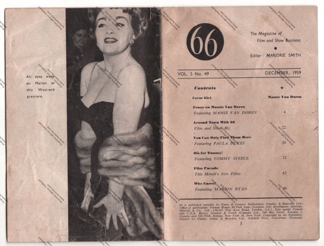 66 THE MAGAZINE OF FILM AND SHOW BUSINESS - DEL DECEMBER 1959 - IN INGLESE -