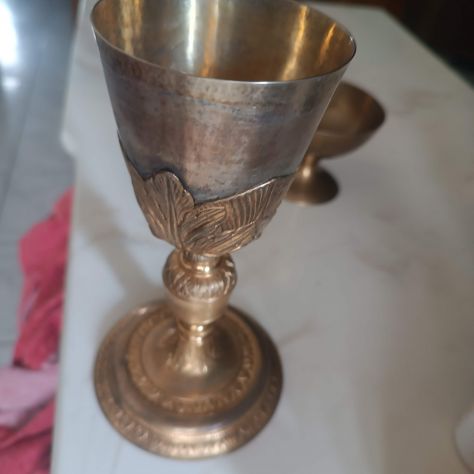 Sveglia in ram campana tibetana in lega calice liturgico gotico XIX secolo - Foto 5