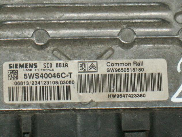 5WS40046CT ECU CITROEN XSARA 2.0 HDI 5WS40046C-T SID 801A HW9647423380 - Foto 2