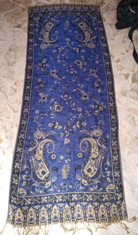 Tessuto Decorato Blu Oro