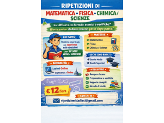 RIPETIZIONI FISICA,CHIMICA,MATEMATICA,INFORMATICA
