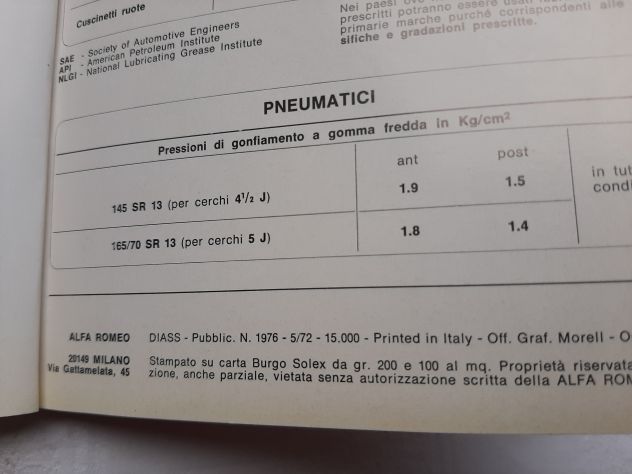 ALFA ROMEO ALFASUD    ANNO 1972    USO E MANUTENZIONE   ORIGINALE - Foto 6