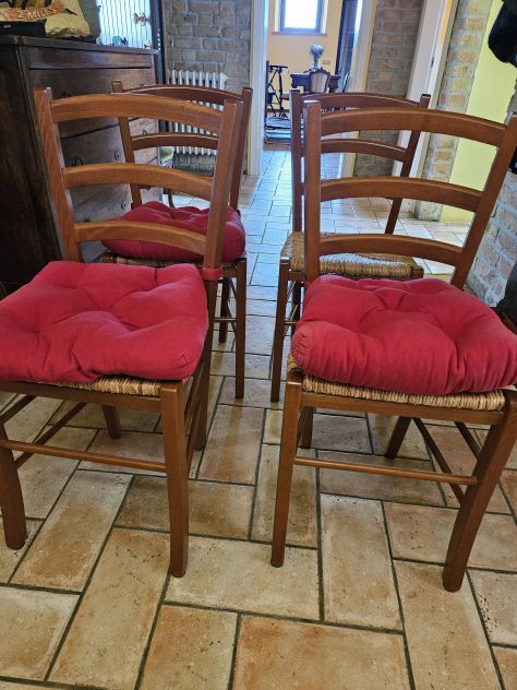 4 sedie in legno impagliate