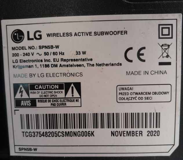 Altoparlante per subwoofer LG, modello LGZ40,10166 ORIGINALE - Foto 3
