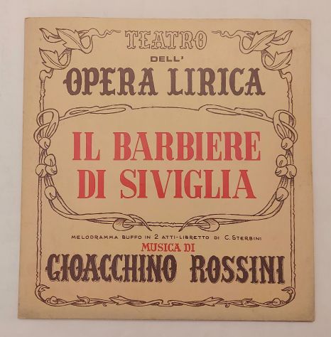 Teatro Dell'Opera Lirica vinile 33 giri:Il Barbiere di Siviglia Phonopress,1969