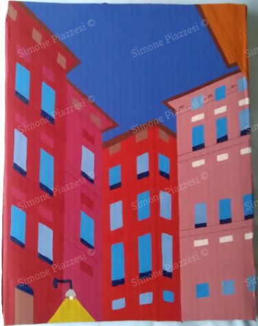 Quadro di Simone Piazzesi - Il cielo sopra piazza Giustiniani a Genova (2021)