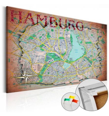 Quadro Di Sughero Mappa Di Amburgo Arredalacasa