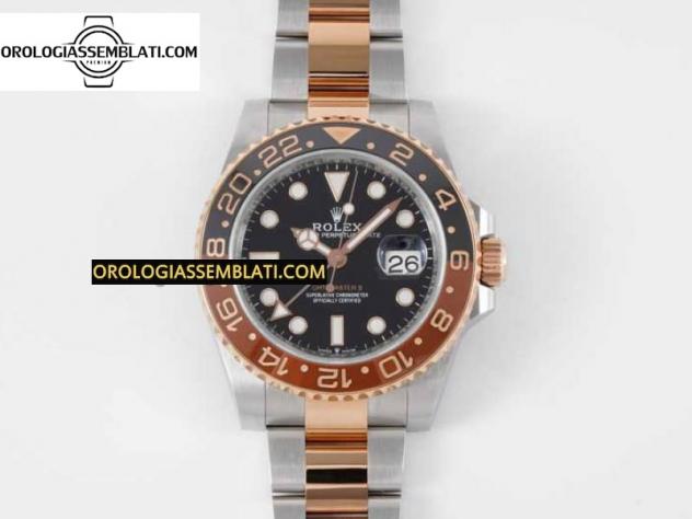 Rolex Replica GMT-MASTER II 126711 CERAMICA NERA/MARRONE MIGLIOR EDIZIONE SU BRACCIALE SS/RG 3285