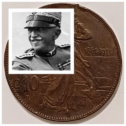 VITTORIO EMANUELE III°, 10 CENTESIMI 1911, MONETA RAME, CINQUANTENARIO. - Foto 2