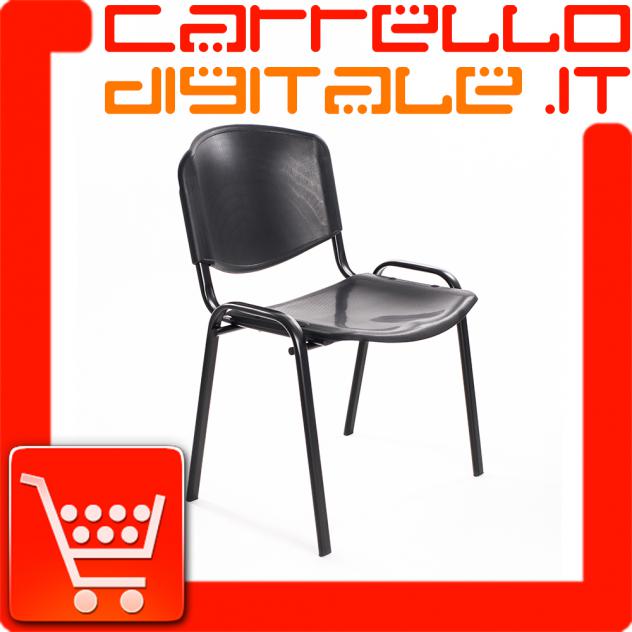 Sedie, Poltroncine Conferenza Ufficio Impilabili per le sale d'attesa - NERE in PLASTICA – NUOVE