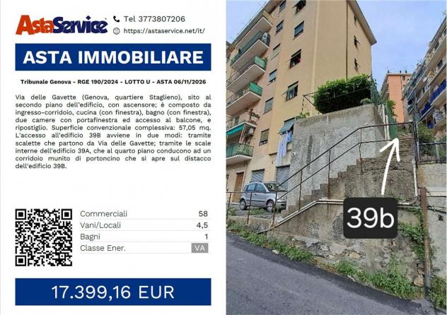 190/2024 U GE - Tribunale Genova - RGE 190/2024 - LOTTO U - ASTA 06/11/2026