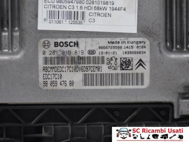 9805947980 9805947980 CENTRALINA MOTORE CITROEN C3 2° Serie diesel - Foto 3