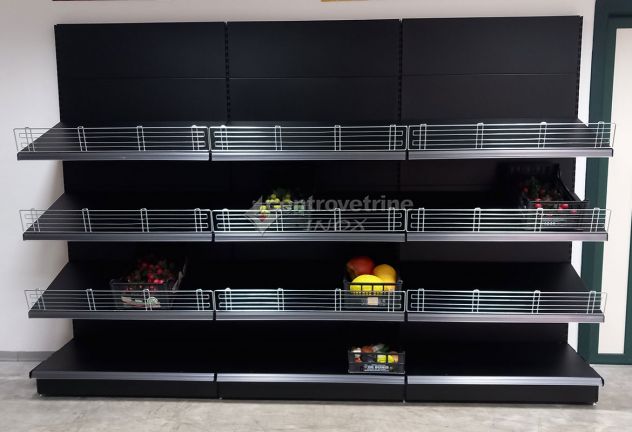 SCAFFALE FRUTTA IN FERRO NERO DA 303 CON PIANO BASE 50 E PIANI DA 50 - Foto 9