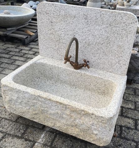 Lavello lavandino per cucina in pietra granito beige 70cm - Foto 9