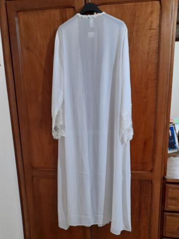 VESTAGLIA DA DONNA IN CHIFFON TRASPARENTE & SOTTOVESTE ABBINATA BIANCO PANNA S,M - Foto 2