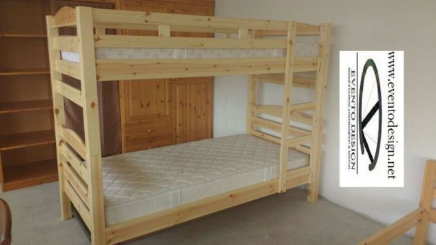 letto a castello pino grezzo, con coppia di rete in pino grezzo senza materassi - Foto 3