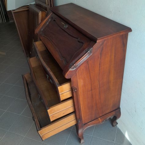 Cassettiera Comò Ribalta Trumeau con scrittoio stile barocco vero legno - Foto 6