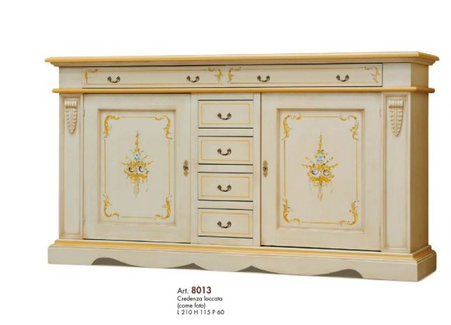 Credenzone credenza laccata avorio con dipinti con spedizione