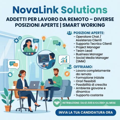 Opportunità di lavoro da remoto – Diverse posizioni aperte  Formazione inclusa