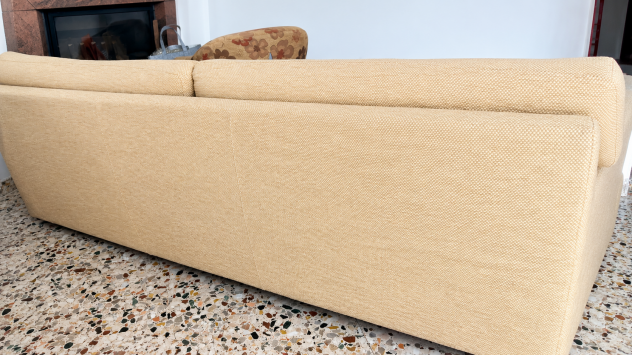 Divano 3 posti beige 212 cm in tessuto - Foto 4