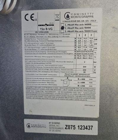 STUFA A PELLET E ACQUA MONTEGRAPPA MOD.15400- 14,5KW - GRIGIO - Foto 3