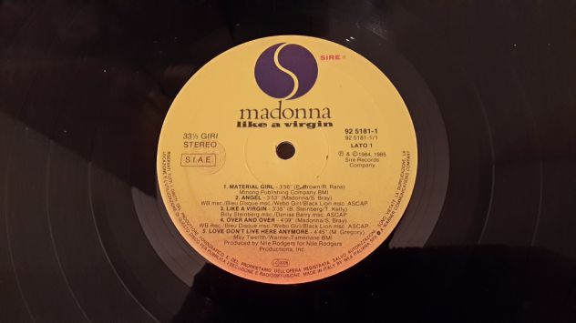 MADONNA, like a virgin (album), LP Vinile Italia 1984. - Foto 5