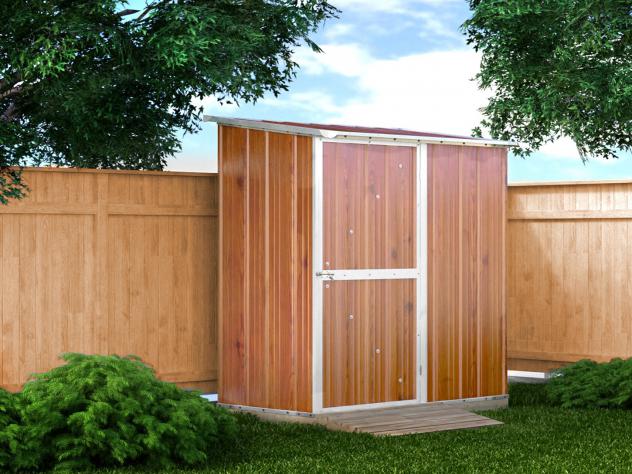 Box in Acciaio Zincato Casetta da Giardino in Lamiera 1.74 x 1.00 m x h1.82 m - 43 KG – 1.74 metri quadri - LEGNO - Foto 5