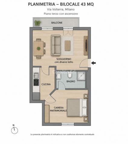 Bilocale di 43mq disponibile da subito zona Washington - Foto 20