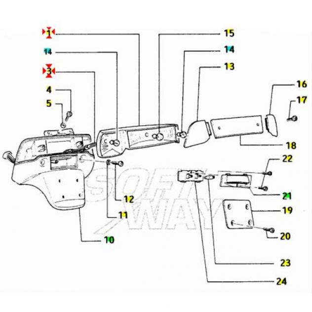 Carcassa faro posteriore Piaggio Sfera 290943 291282 - Foto 4