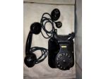 antico telefono a muro in bakilite nera CON RARE SPINA PRESA COEVE