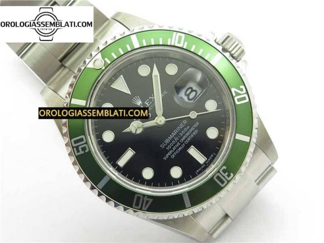 Rolex Replica SUBMARINER 16610 LV KERMIT VERDE ACCIAIO 904L 1:1 MIGLIOR EDIZIONE SU BRACCIALE SS SH3135 - Foto 3