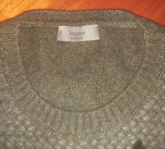 Maglione in lana merinos verde scuro Ferrante made in italy taglia 54 In ottime - Foto 4