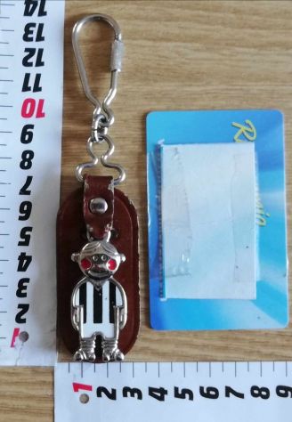 Portachiavi Juventus in cuoio e metallo,vintage - Foto 3