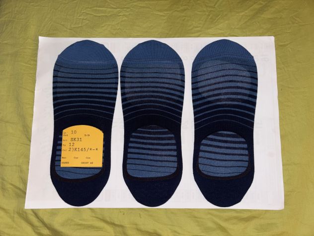 3 PAIA DI CALZE NUOVE UGUALI,UNISEX,FANTASMINI INVISIBILI,A RIGHE BLU E AZZURRO,