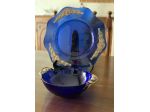 CENTROTAVOLA IN CRISTALLO BLU COBALTO ED ARGENTO