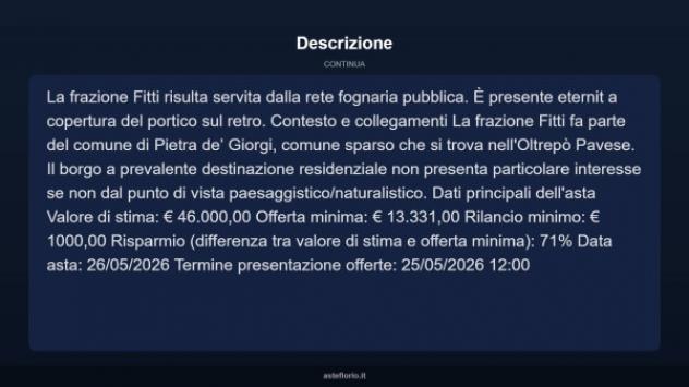 Immobile in asta di 216 m² con più di 5 locali in vendita a Pietra de' Giorgi - Foto 16