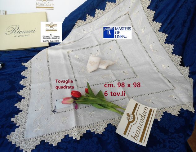 RICAMI A MANO SU LINO , ACCESSORI COMPLEMENTI ARREDO 4 MODELLI - Foto 3