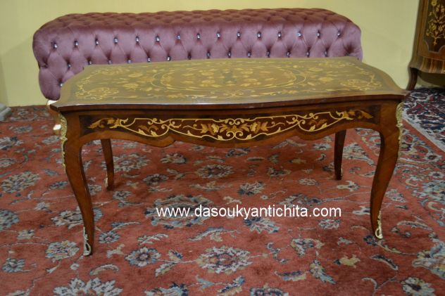 Tavolino da salotto stile Luigi XV intarsiato - Foto 4